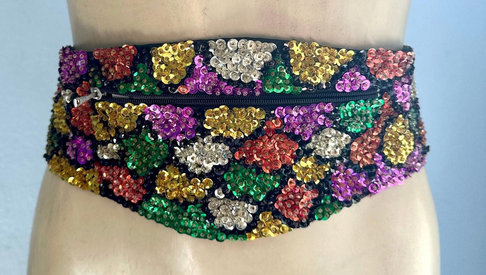 Designer Sequin Cummerbund Fashion Belt Mosaic Shell Size ONE SIZE - 1 Thumbnail