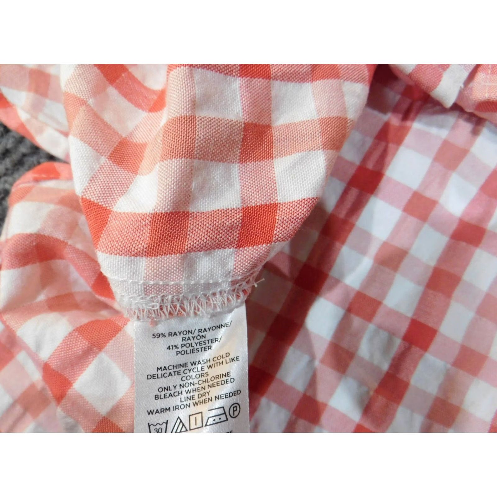Ann Taylor Loft Petite Top pink plaid button up womens rayon polyester casual XSXL? Size XL / US 12-14 / IT 48-50 - 7 Thumbnail