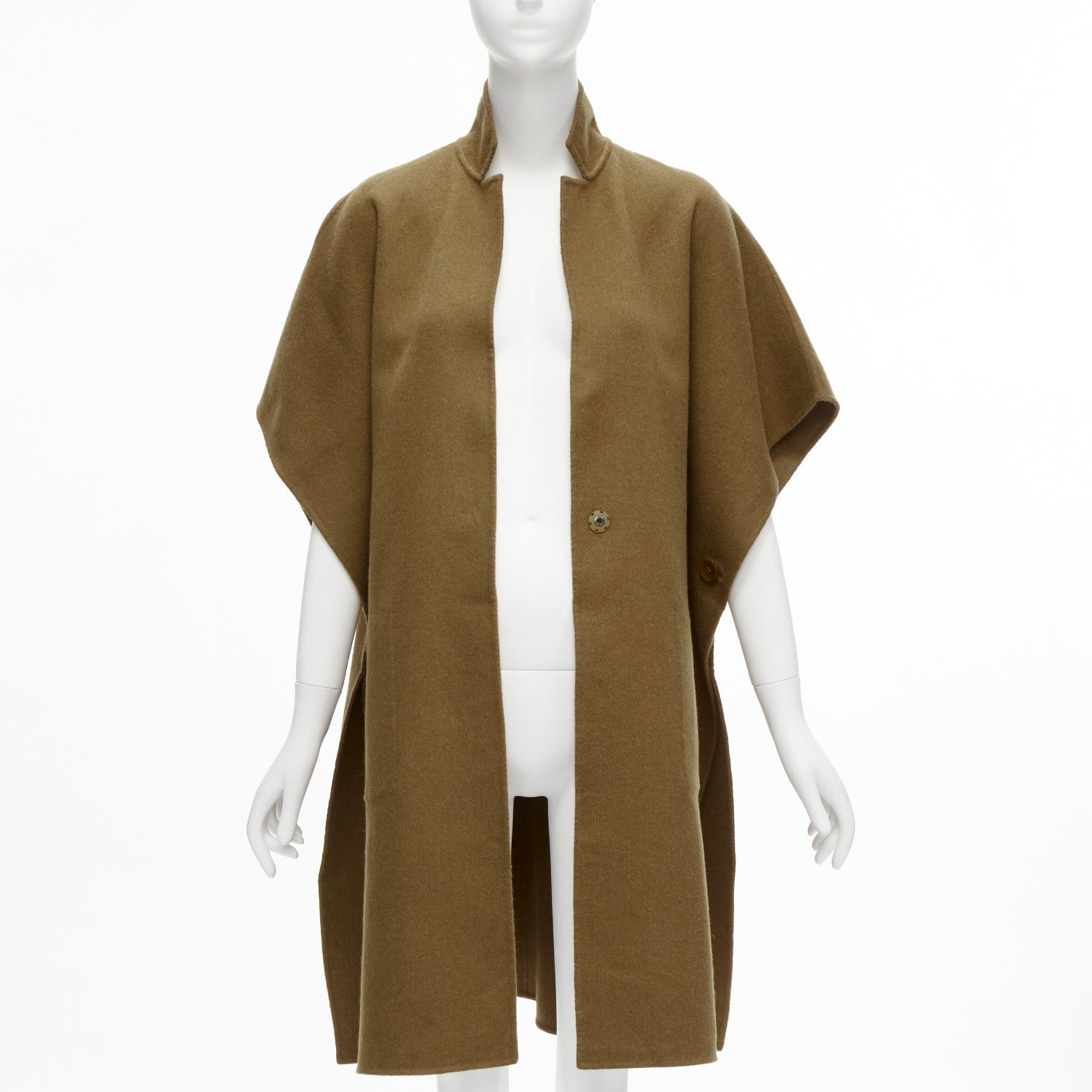 Tibi TIBI brown virgin wool angora cape sleeve high collar coat US0 XS Size XS / US 0-2 / IT 36-38 - 1 Thumbnail