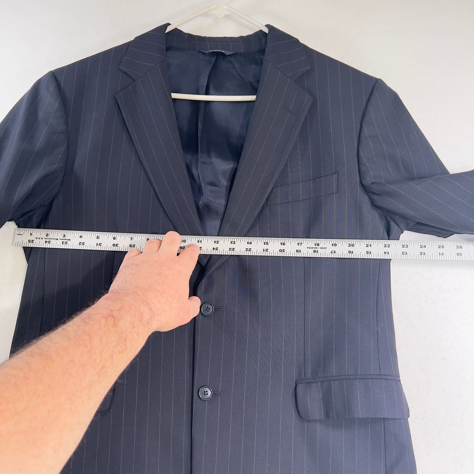 Brooks Brothers Brooks Brothers 346 Pin Stripe Suit SZ 43R Classic Blue Wool Size 42R - 11 Thumbnail
