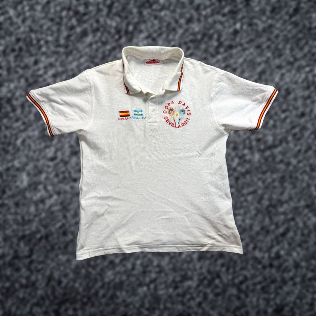 Vintage Copa Davis Sevilla 2011 Tennis Spain Vs Argentina White polo shirt mens size L Size US L / EU 52-54 / 3 - 1 Thumbnail