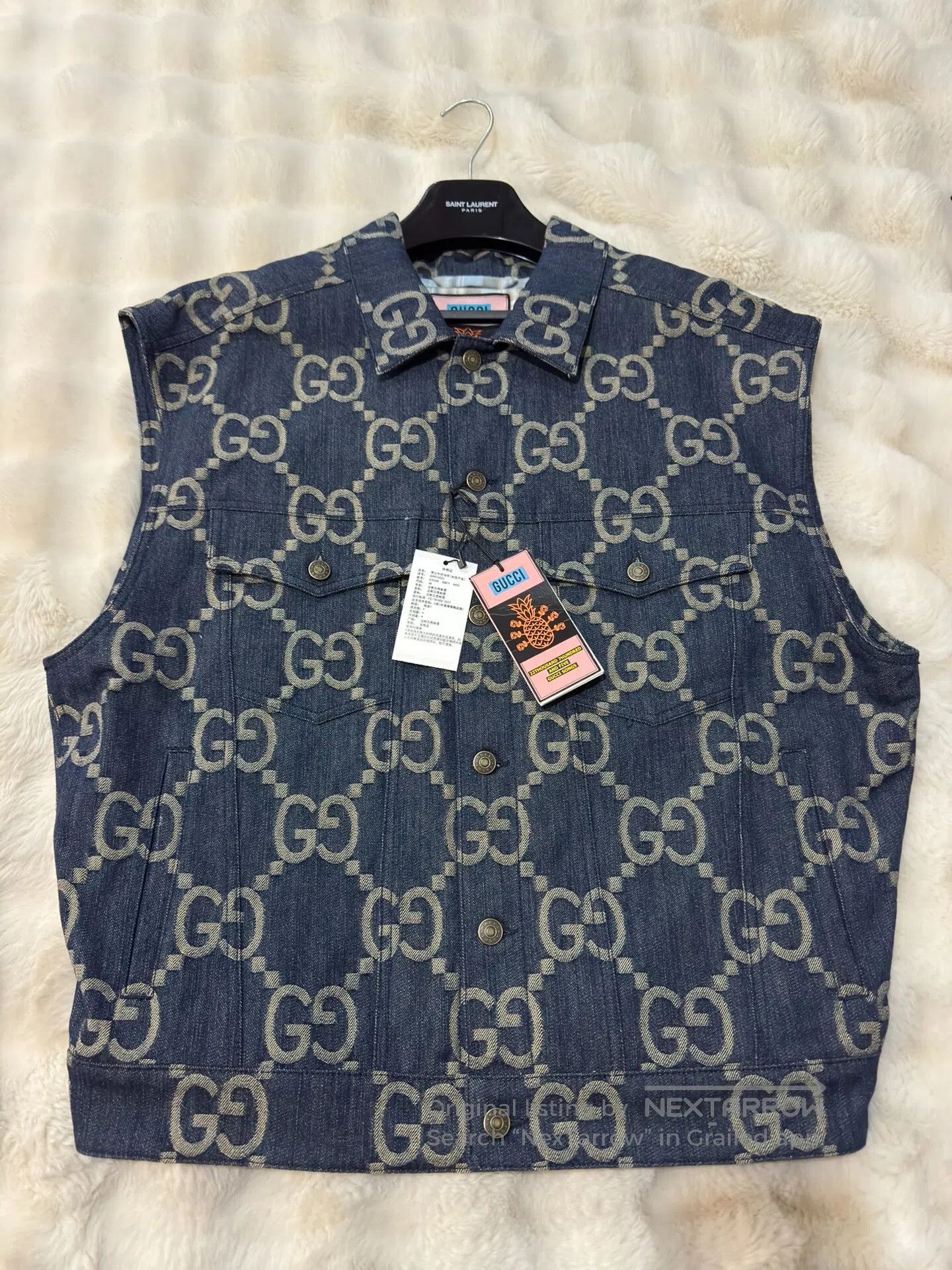 Gucci Guicci Printed Denim Vest| Size US M / EU 48-50 / 2 - 1 Thumbnail