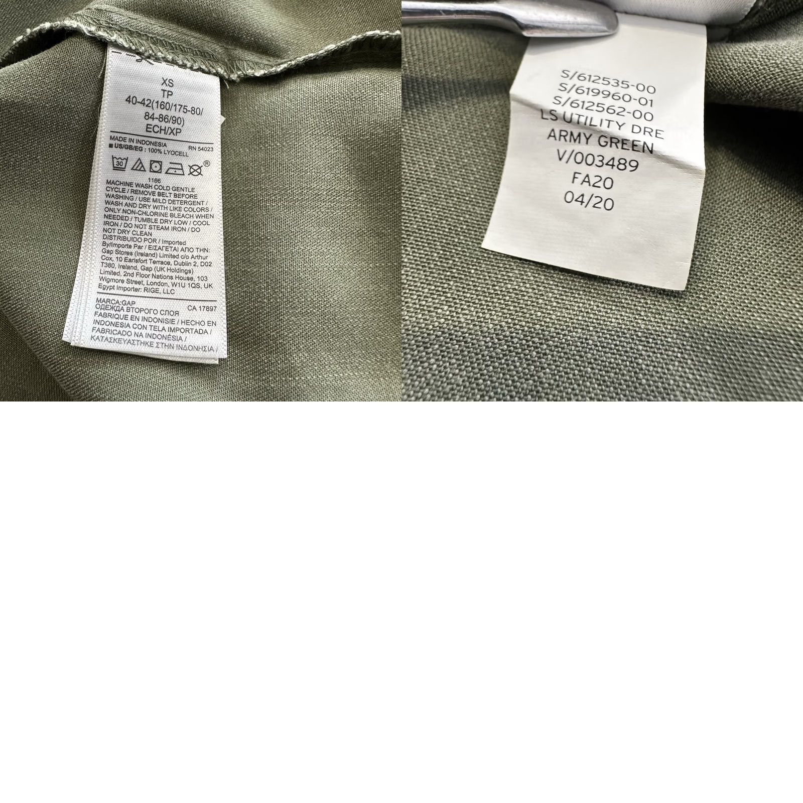 Gap Gap Shirt Dress Womens XS Long Sleeve Lyocell Belted Army Green divisible by Belted details Size XS / US 0-2 / IT 36-38 - 8 Thumbnail