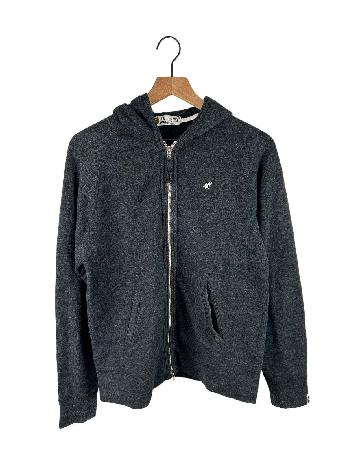 image of Bape Star Logo Full Zip Hoodie in Black, Men's (Size Medium)