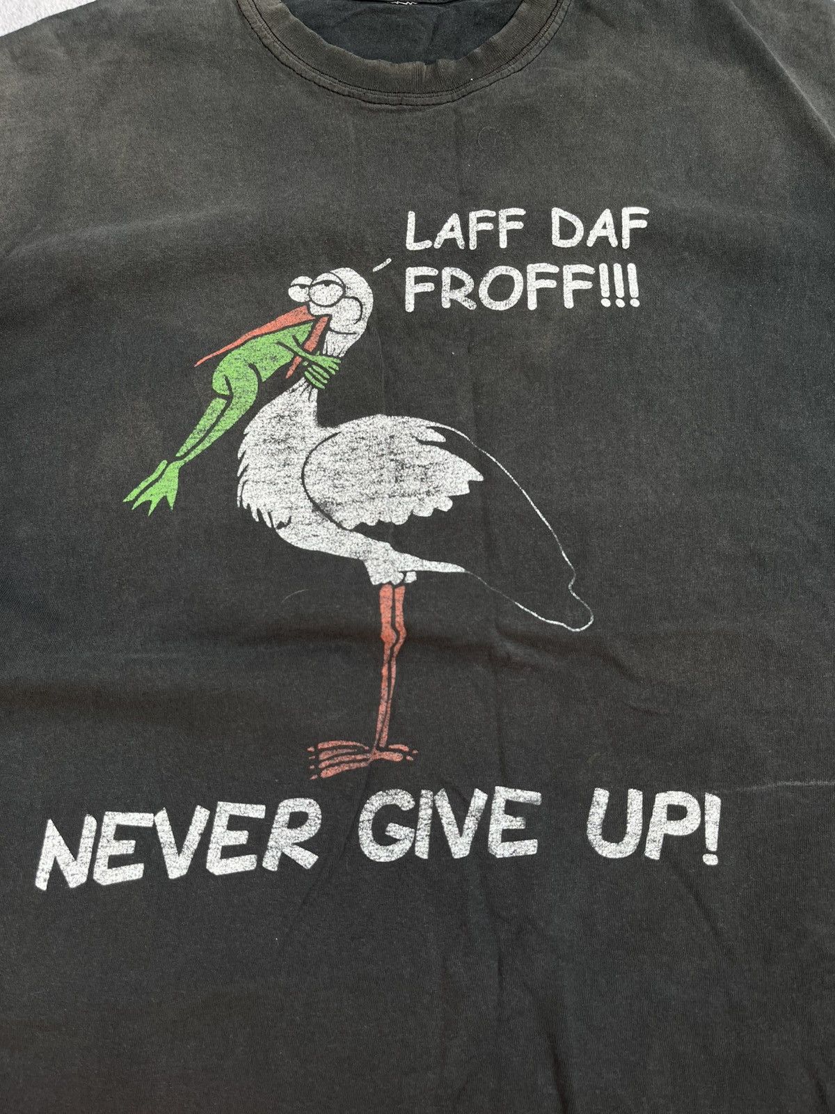 Band Tees Vintage Y2K Never Give Up humor faded trashed tee size XL Size US XL / EU 56 / 4 - 6 Thumbnail