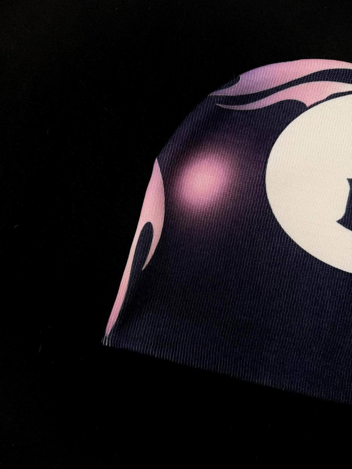 Japanese Brand Rare Y2k Black Flame 8 Ball No Cuff Knit Beanie Hat Purple Size ONE SIZE - 2 Thumbnail