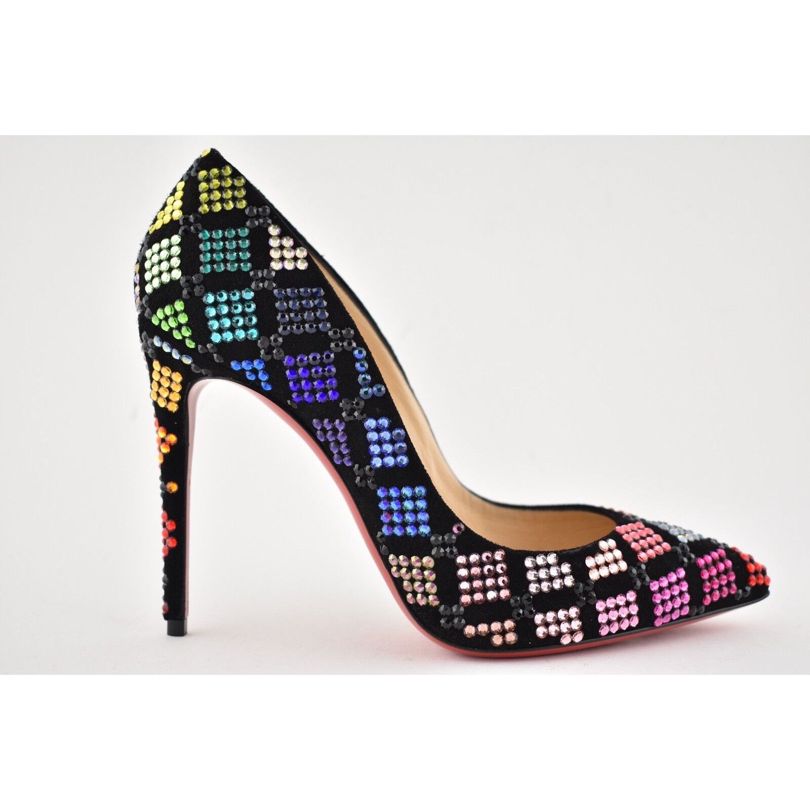 Christian Louboutin Arletta 100 Black Suede Red Strass Pigalle Heel Pump 36.5 Size US 6.5 / IT 36.5 - 2 Thumbnail