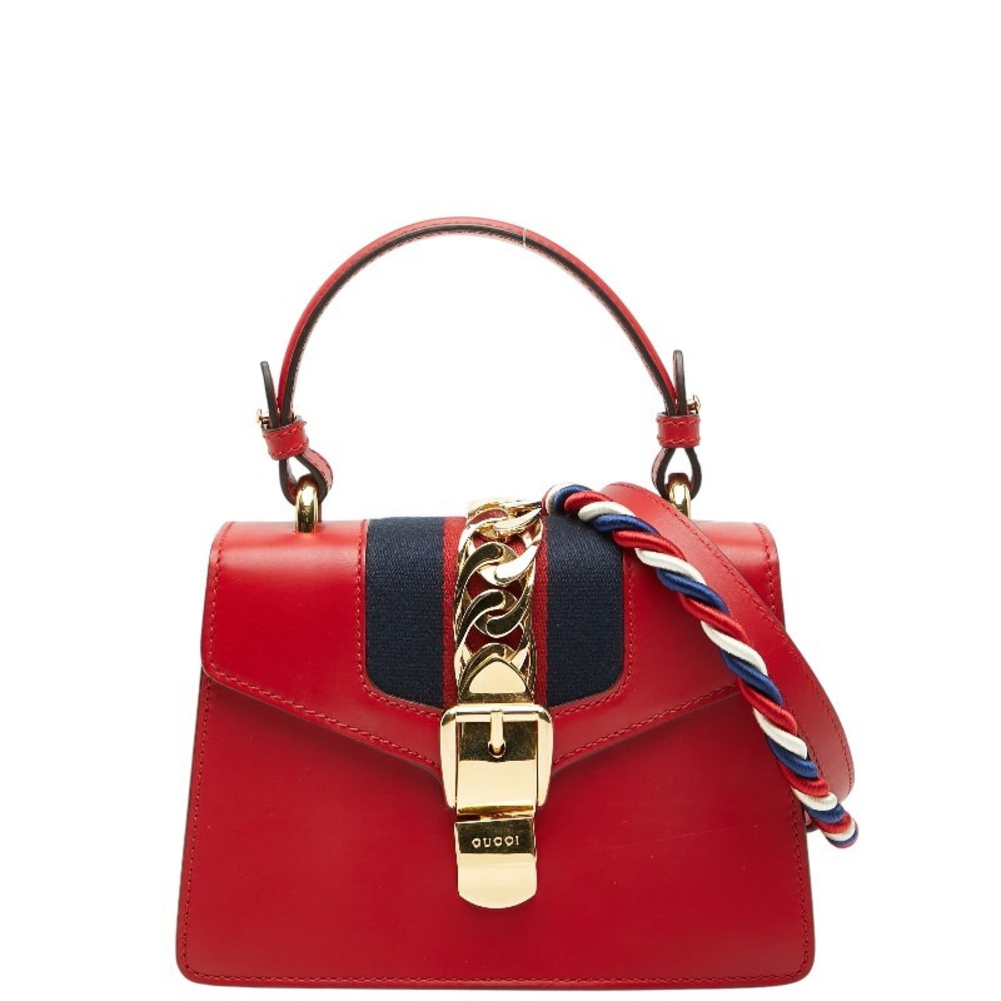 Gucci Sylvie handbag/shoulder bag 2-way 470270 red multicolor leather women's.