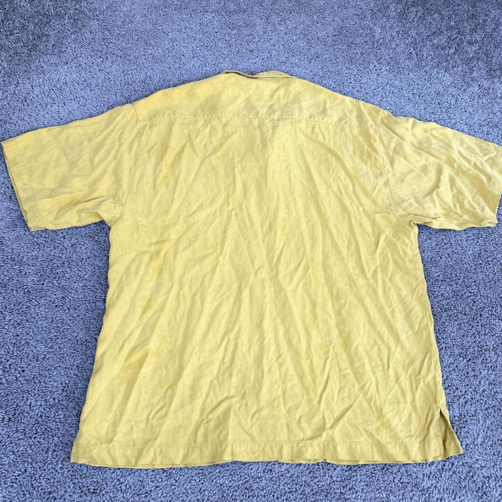Tommy Bahama Tommy Bahama Shirt Mens L Yellow Silk Herringbone Camp Button Front Casual Size US L / EU 52-54 / 3 - 6 Thumbnail