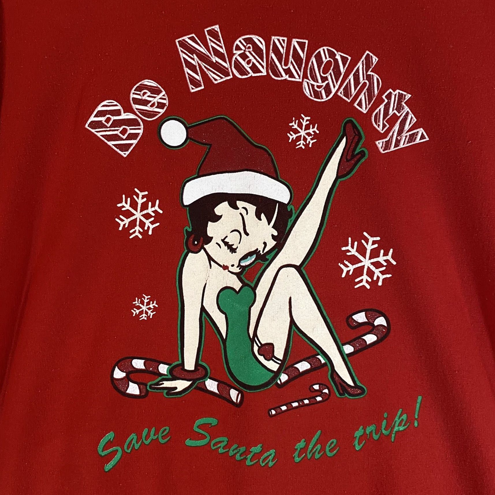 Vintage VINTAGE Betty Boop Sweater Pullover Mens M Red Christmas 90s Graphic Crew Neck Size US M / EU 48-50 / 2 - 2 Thumbnail