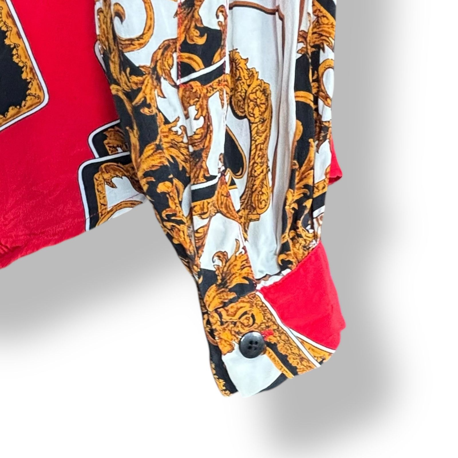 Vintage Vintage 90s Ellen Tracy Red Silk Shirt Playing Card Print Size S / US 4 / IT 40 - 5 Thumbnail