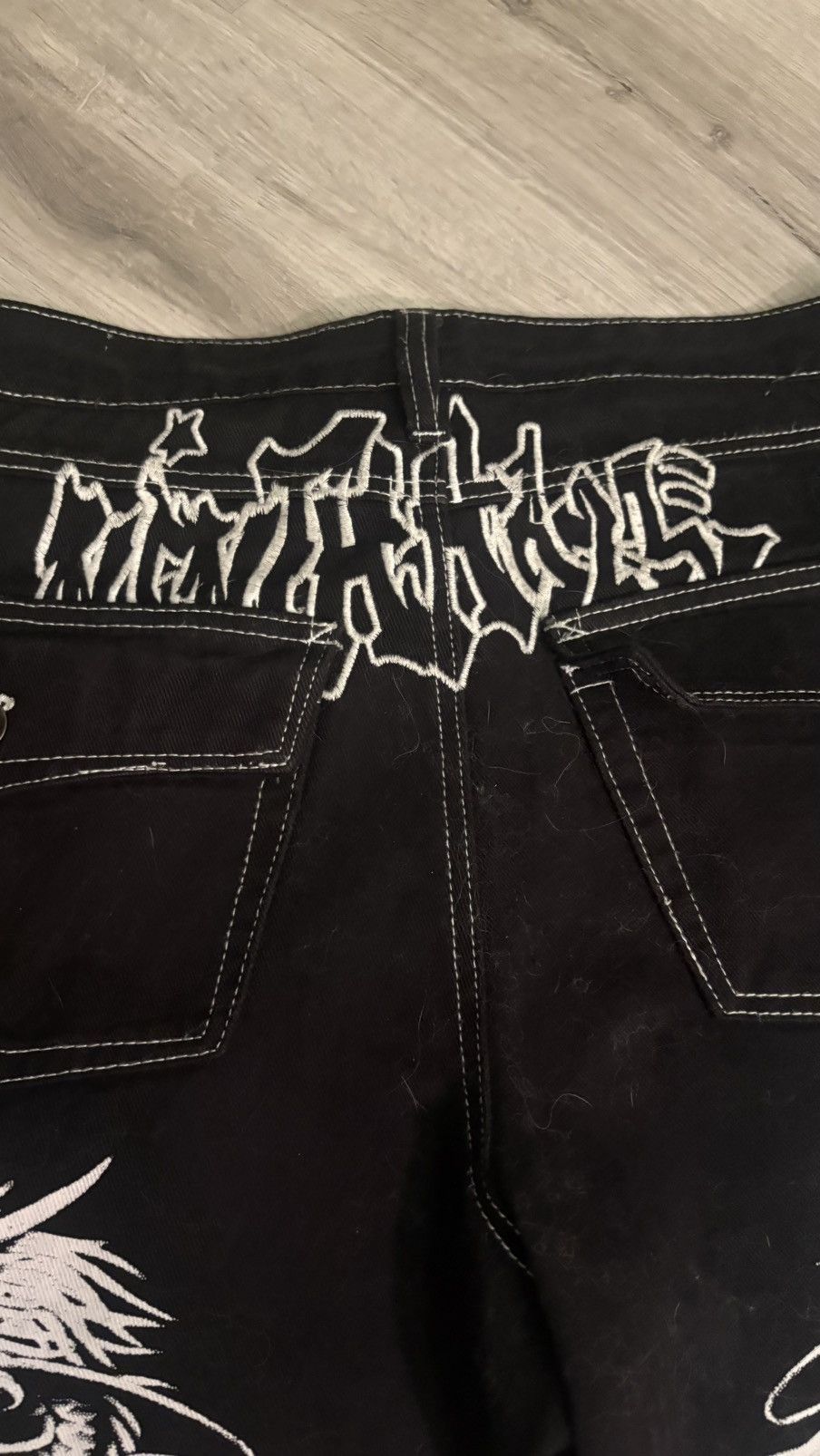 Ninth Hall Black an white jeans with dragon design Size US 29 - 2 Thumbnail