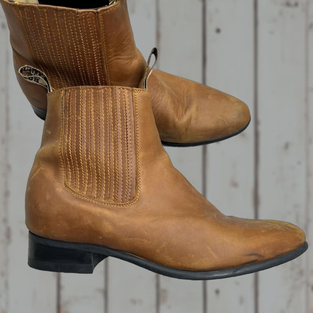Vintage Soto Mens Chelsea Boot Ankle Pull On Brown Suede Leather Almond Toe 10.5 US Size Leather Lining Rubber Outsole Casual Size US 11 / EU 44 - 1 Thumbnail