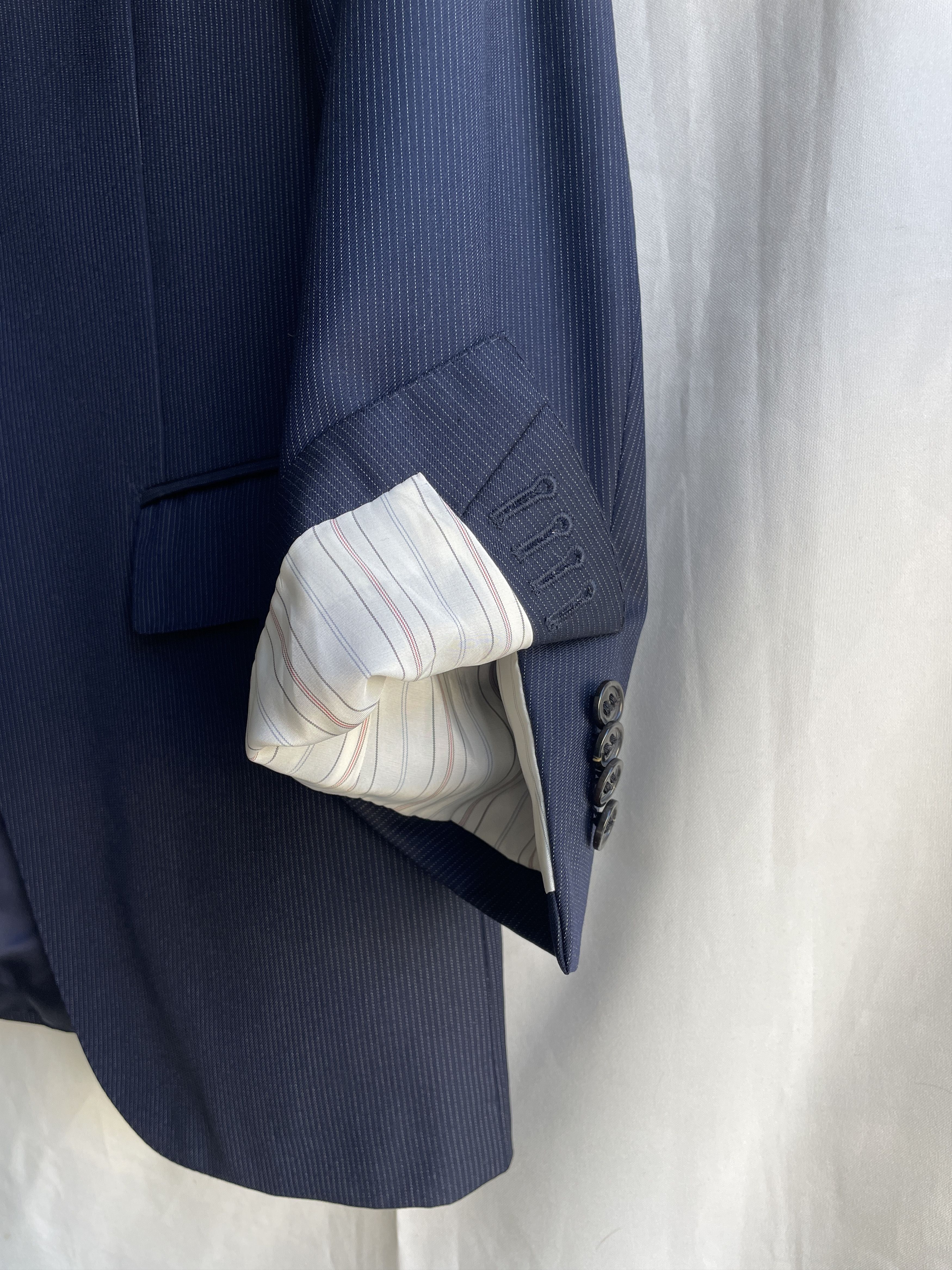 Suitsupply Suitsupply Pinstripe Navy Wool Suit Jacket Blazer Size 38R - 7 Thumbnail