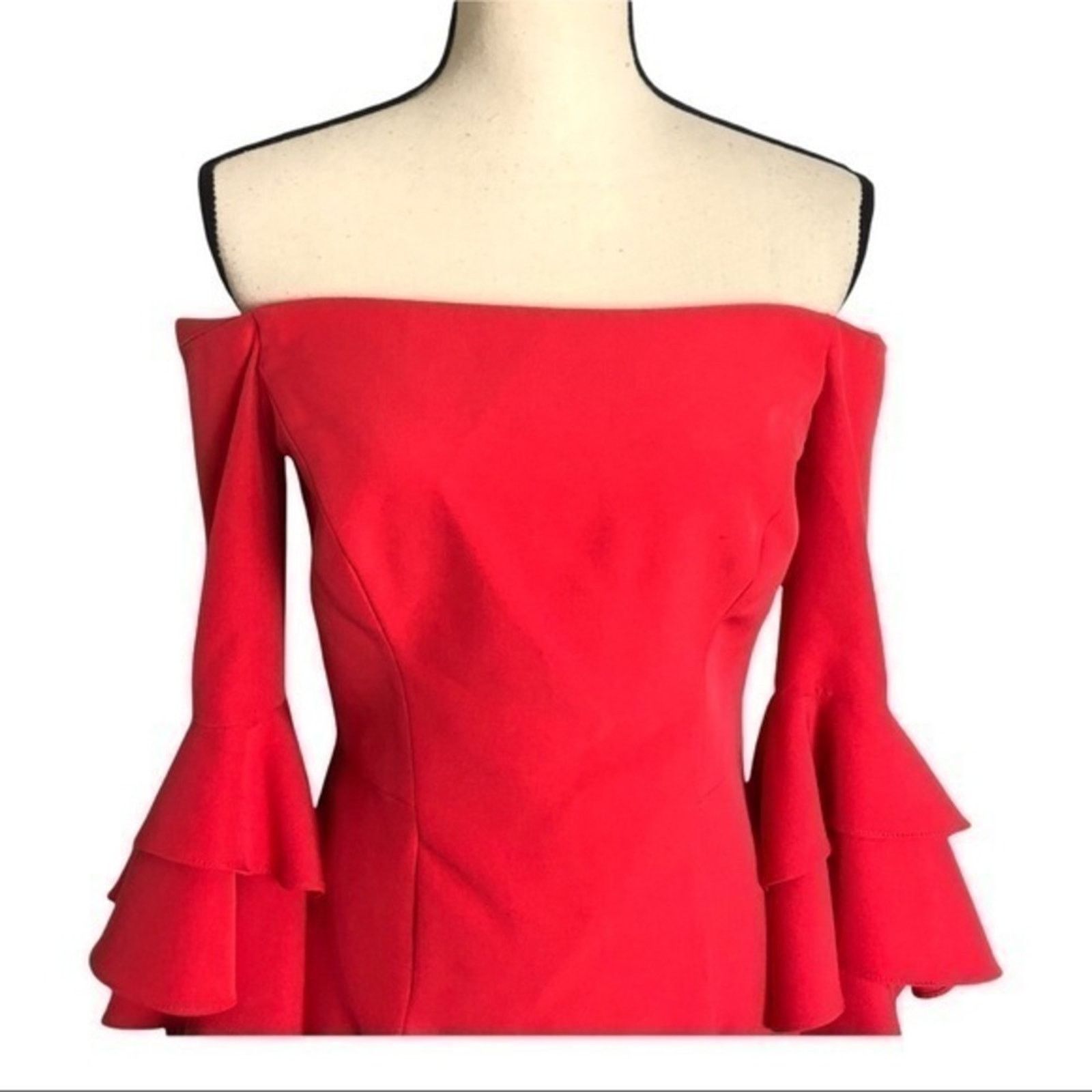 Milly Double Ruffle Selena Mini Cherry Red Dress Size 4
