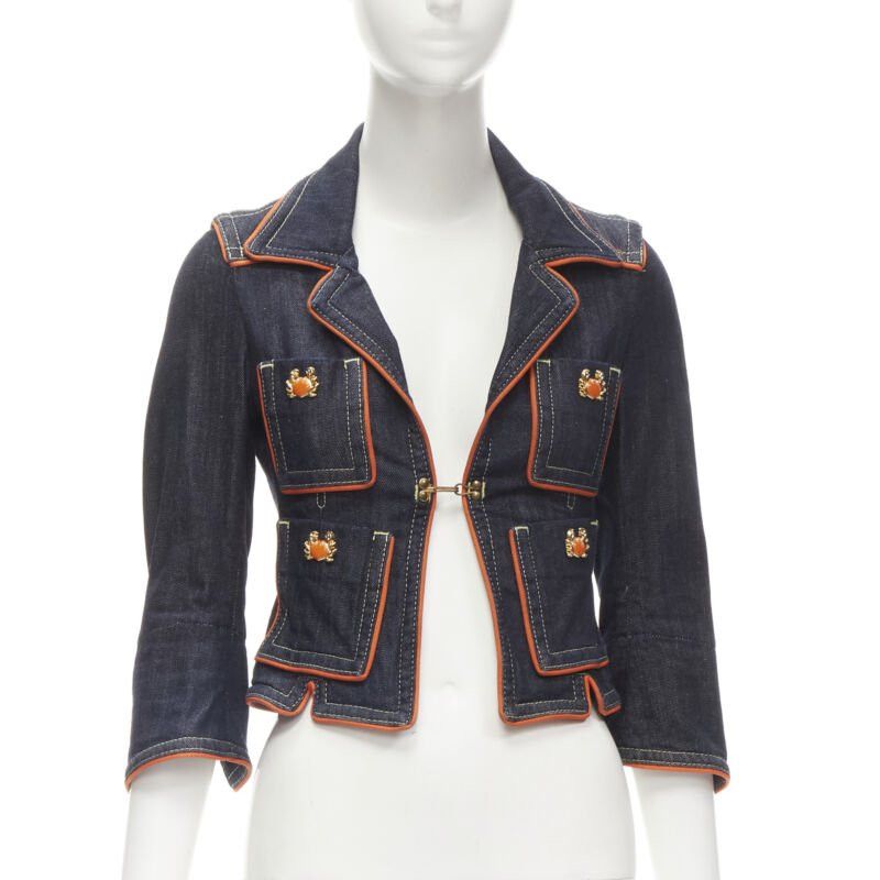Dsquared2 rare DSQUARED2 Vintage Y2K orange crab blue denim cropped jacket IT40 XS Size S / US 4 / IT 40 - 1 Thumbnail
