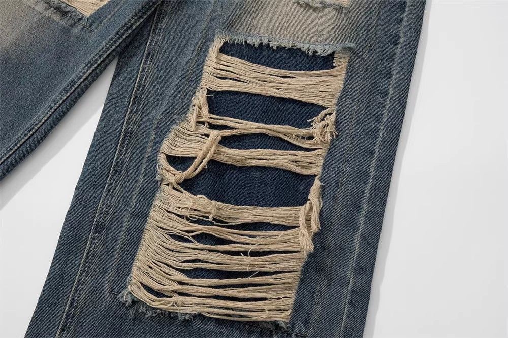 Japanese Brand × Jean Men's washed distressed loose wide-leg ripped jeans Size US 32 / EU 48 - 4 Thumbnail