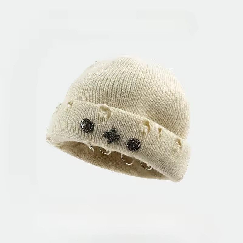 Other Gothic Punk Streetwear Rivets Retro Cross Knitted Hat Size ONE SIZE - 1 Thumbnail