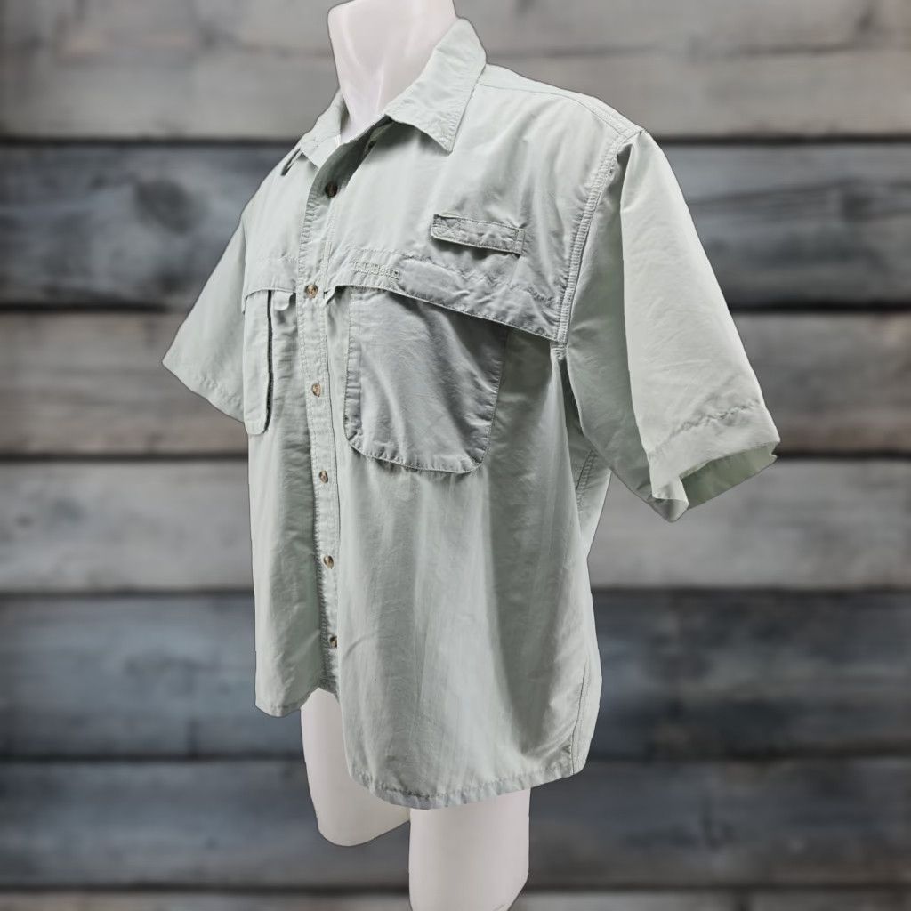 Vintage VINTAGE LL Bean Vented Camp Shirt XL REG Short Sleeve Teal Sea Green Nylon Blend Outdoor Size US XL / EU 56 / 4 - 1 Thumbnail