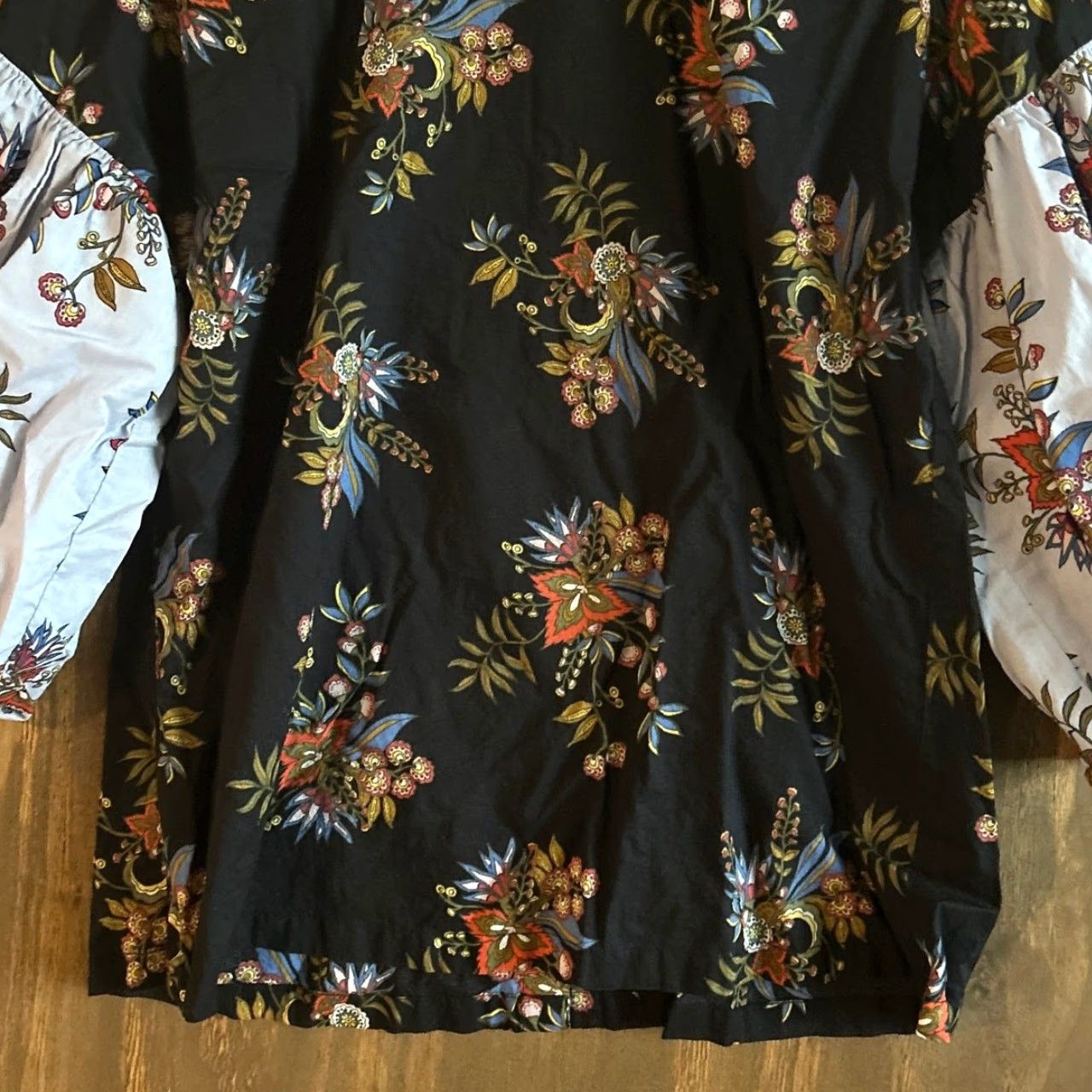 Ann Taylor VINTAGE Ann Taylor LOFT Blouse Black Floral Long Puff Sleeve 100% Cotton Medium Size M / US 6-8 / IT 42-44 - 3 Thumbnail