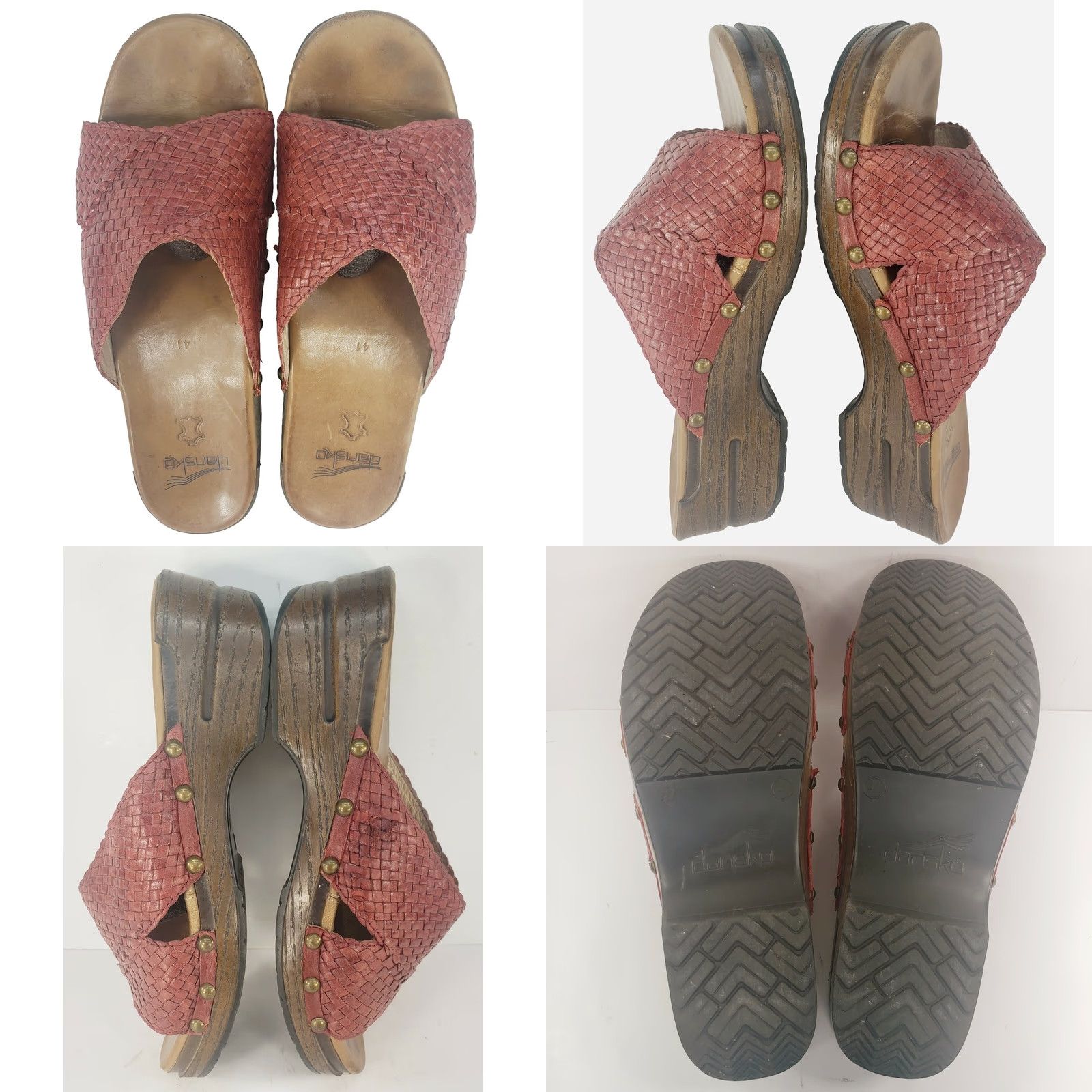 Dansko DANSKO Mila Woven Criss Cross Leather Slide Red Sandals Sz. 9.5-10 EU 41 Mens Womens Girls Boys Size US 9.5 / IT 39.5 - 8 Thumbnail