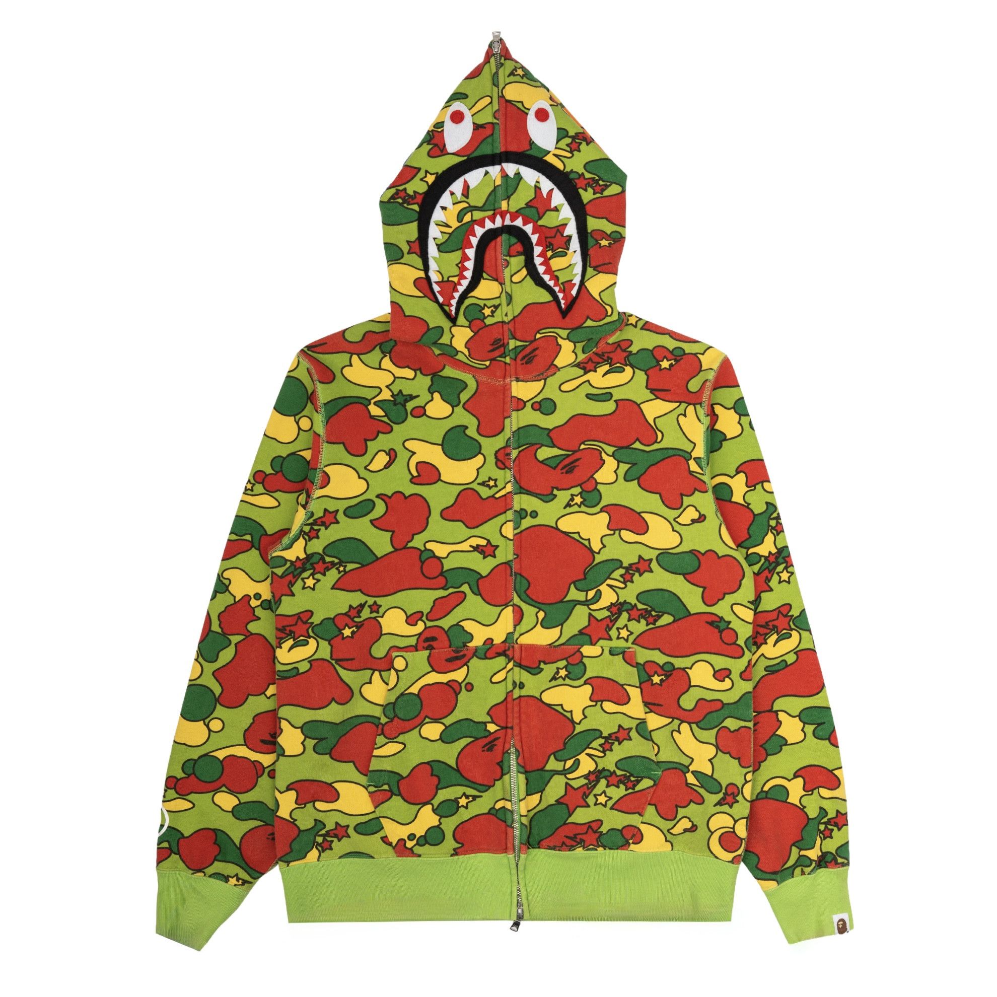 Bape Sta Camo Shark Zip Up Hooded Sweatshirt Green Size US L / EU 52-54 / 3 - 1 Thumbnail