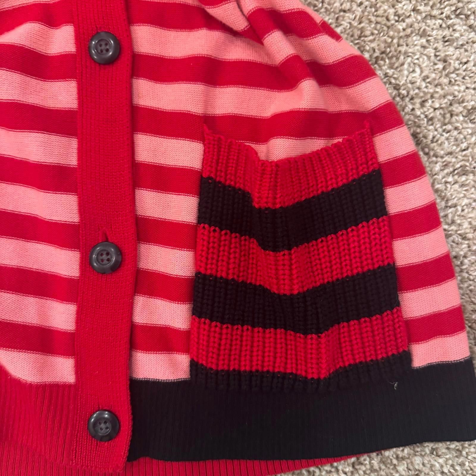 Other CAbi Red and Pink Striped Button-Medium-Up Cardigan Sweater Size M / US 6-8 / IT 42-44 - 2 Thumbnail