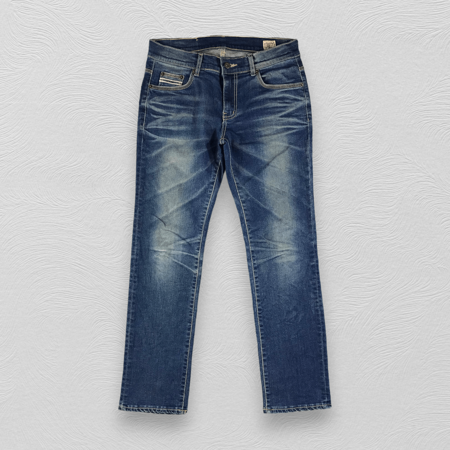 Japanese Brand Billvan Rubber Soul Jeans Faded Blue Denim KJ1539 Size US 31 - 1 Thumbnail