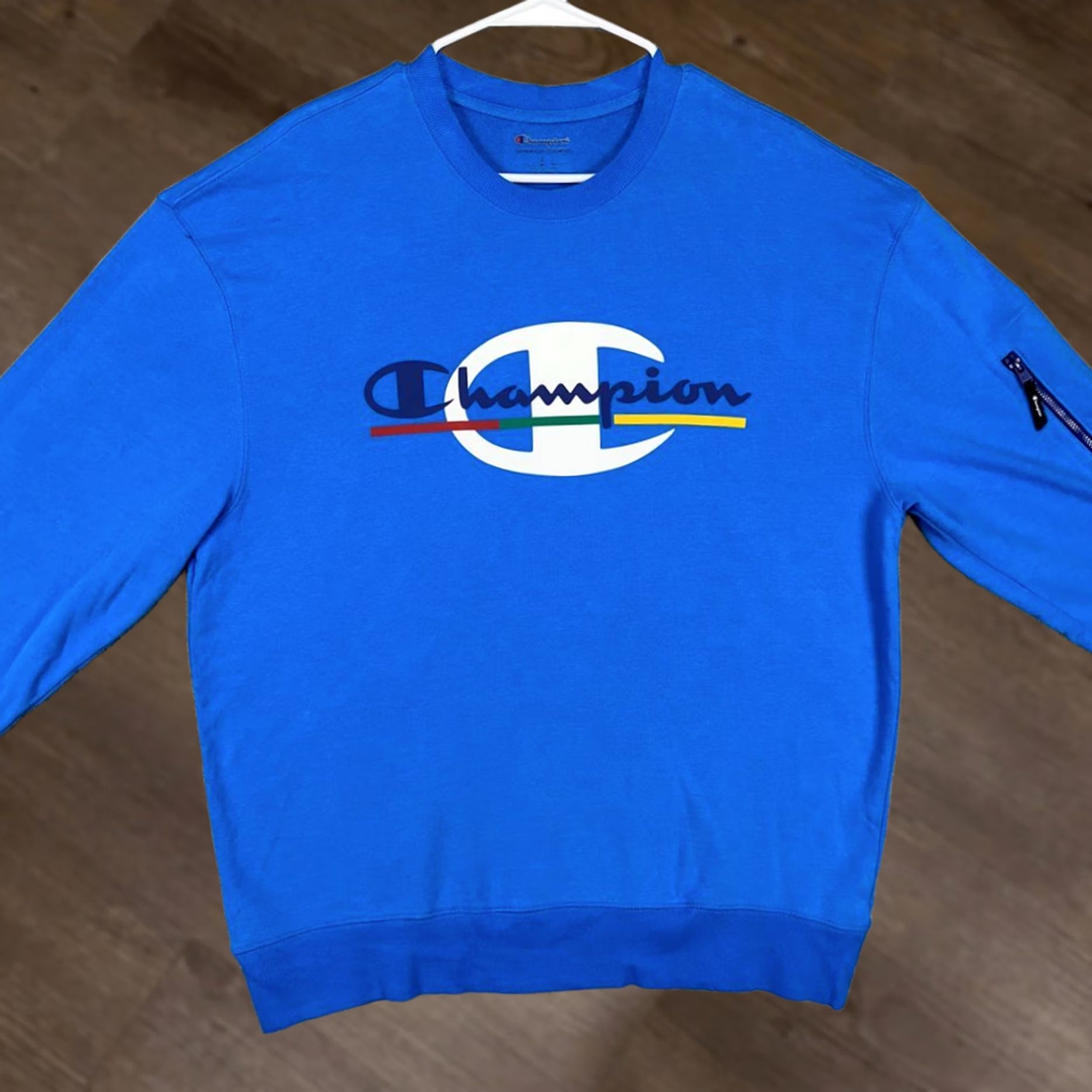 Champion Champion Crew Neck Sweatshirt Adult Large Blue Graphic Print Logo Pullover Mens Size US L / EU 52-54 / 3 - 1 Thumbnail