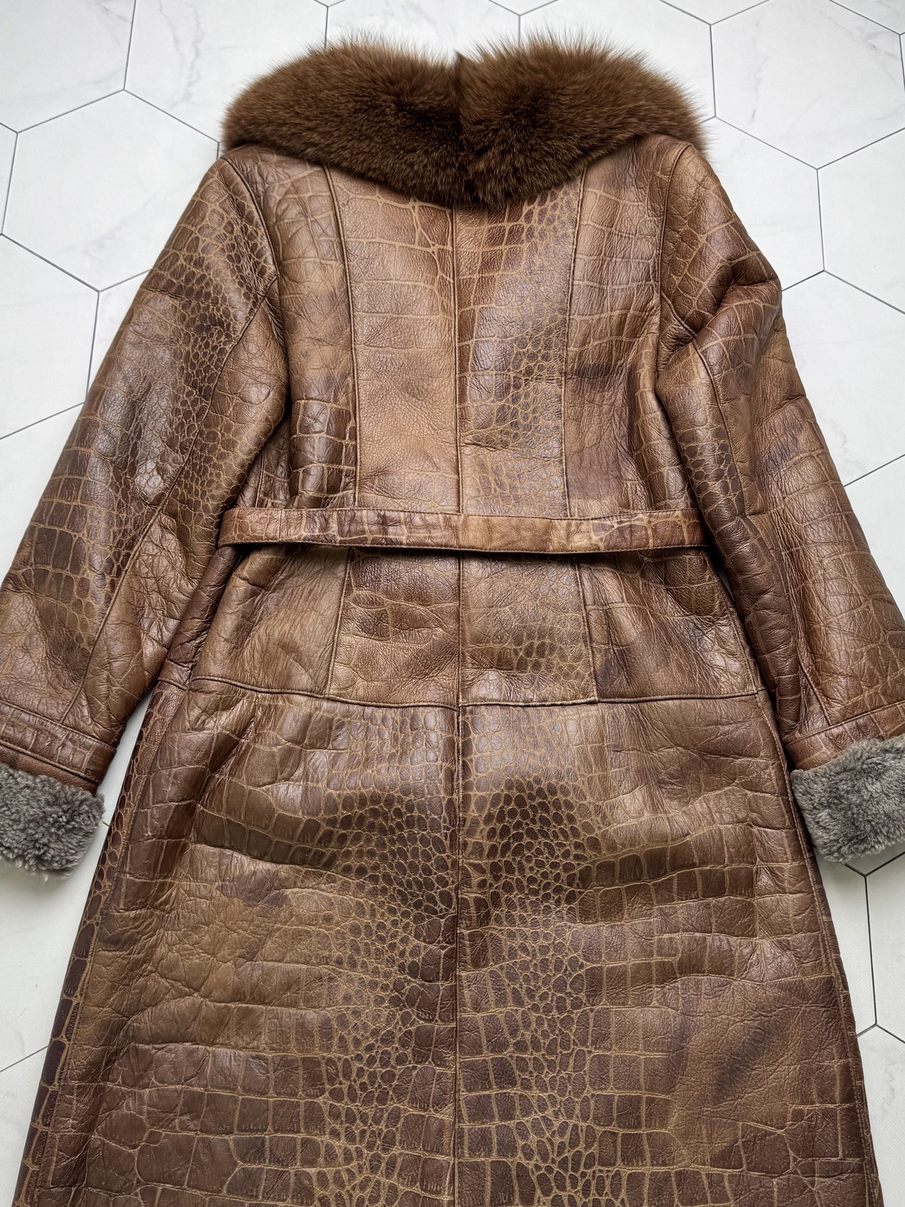 Japanese Brand Vintage Real Sheepskin Coat With Belt (B550)E2D15 Size L / US 10 / IT 46 - 8 Thumbnail
