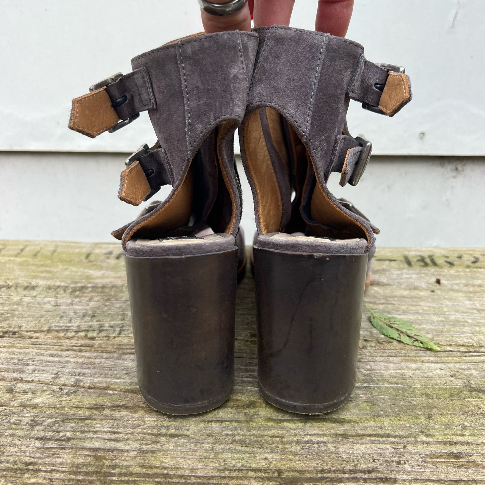 Rag & Bone Rag & Bone Marta Suede Gray Block Heel Leather Shoe Booties Size US 7.5 / IT 37.5 - 4 Thumbnail