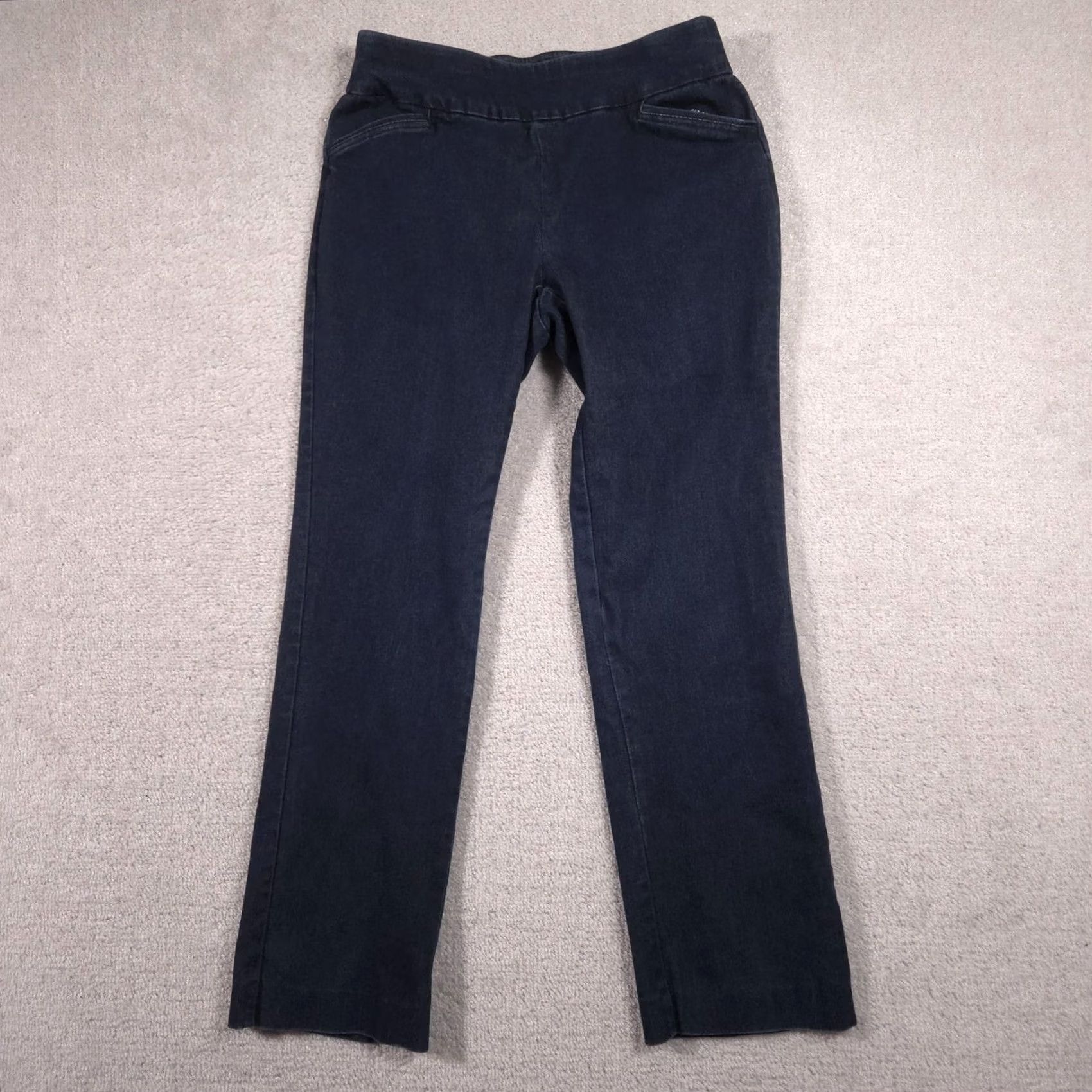 Croft & Barrow Croft & Barrow Pants Womens 4 Navy Effortless Stretch Pull On Straight Leg Denim Pants Denim Navy 4 Regular Womens Size 27" / US 4 / IT 40 - 2 Thumbnail