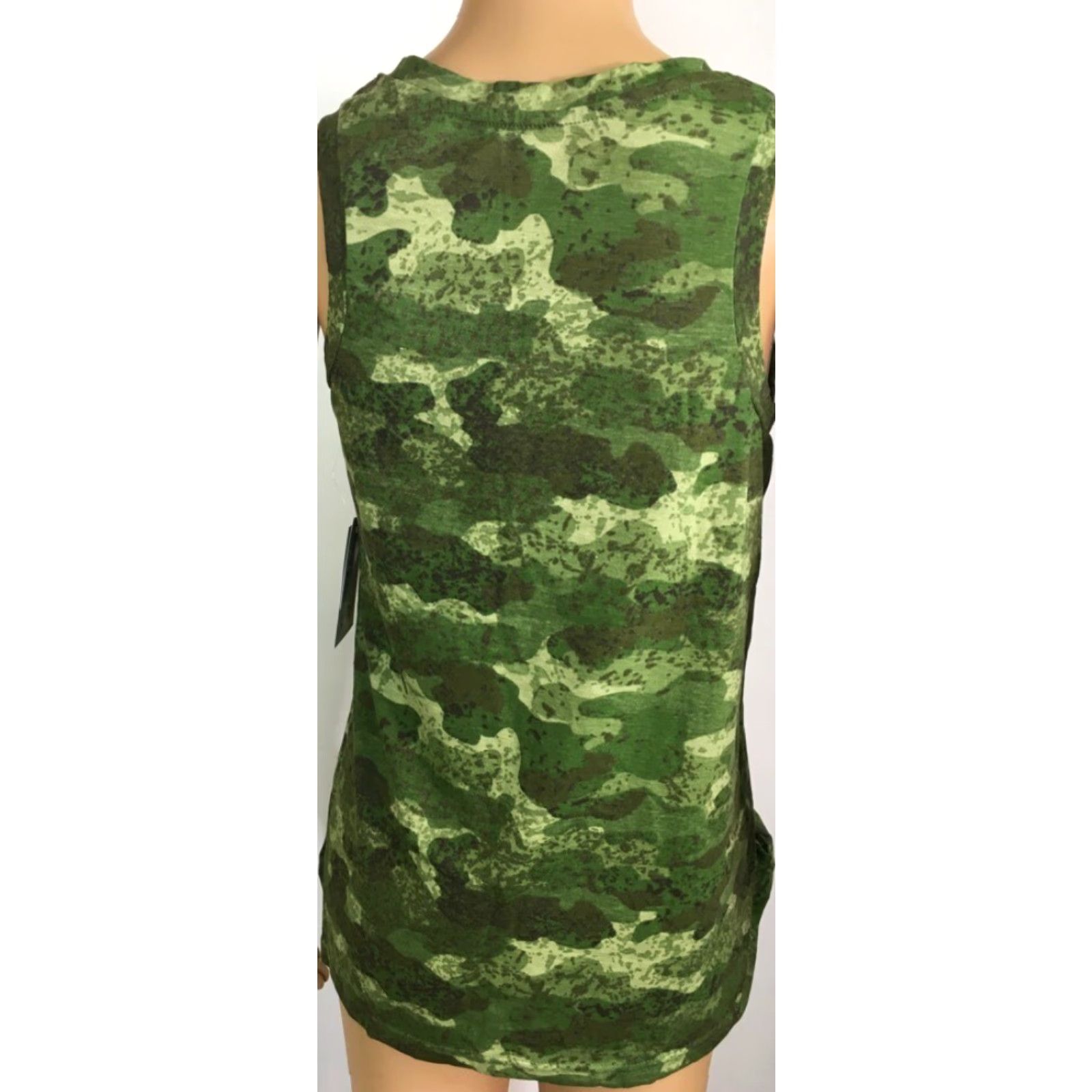 Olive Live Breathe Fight Womens Tank Top Green Camouflage Pink Ribbon Crew Neck XL New Size XL / US 12-14 / IT 48-50 - 2 Thumbnail