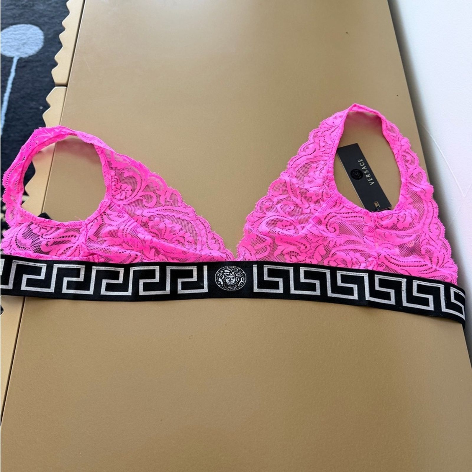 Versace Versace Fuchsia Lace Bra with Black Band size S Size ONE SIZE - 8 Thumbnail