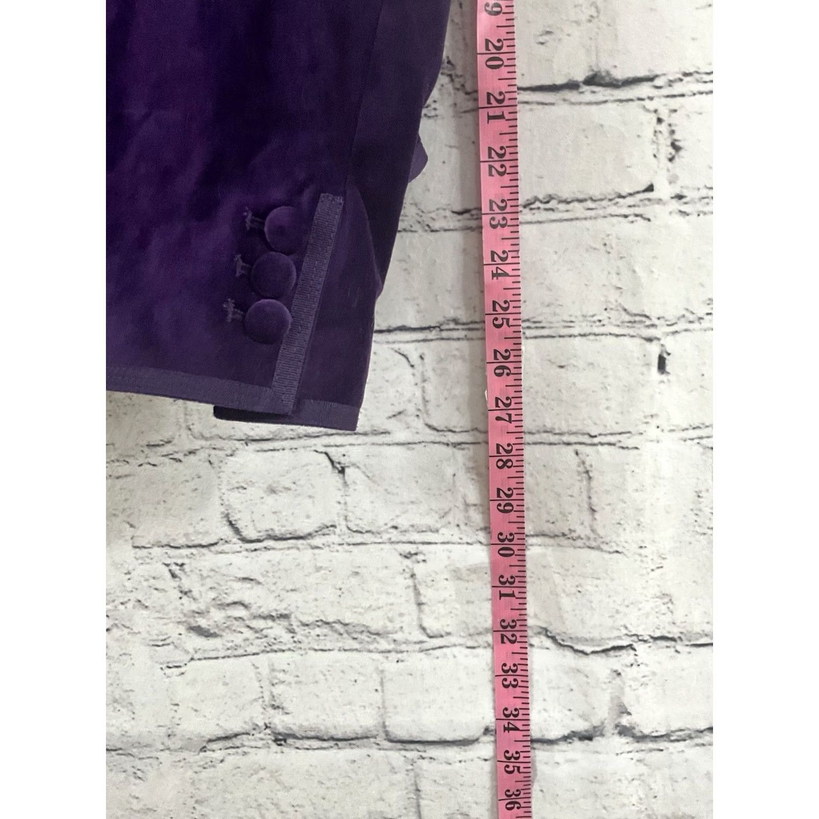 Velvet Carson Kressley Blazer Purple Velvet, Contrast Collar/Trim, L, Women, Blazer, Purple, Velvet, Basic Jacket, Long Sleeve, Solid, - Size L / US 10 / IT 46 - 3 Thumbnail