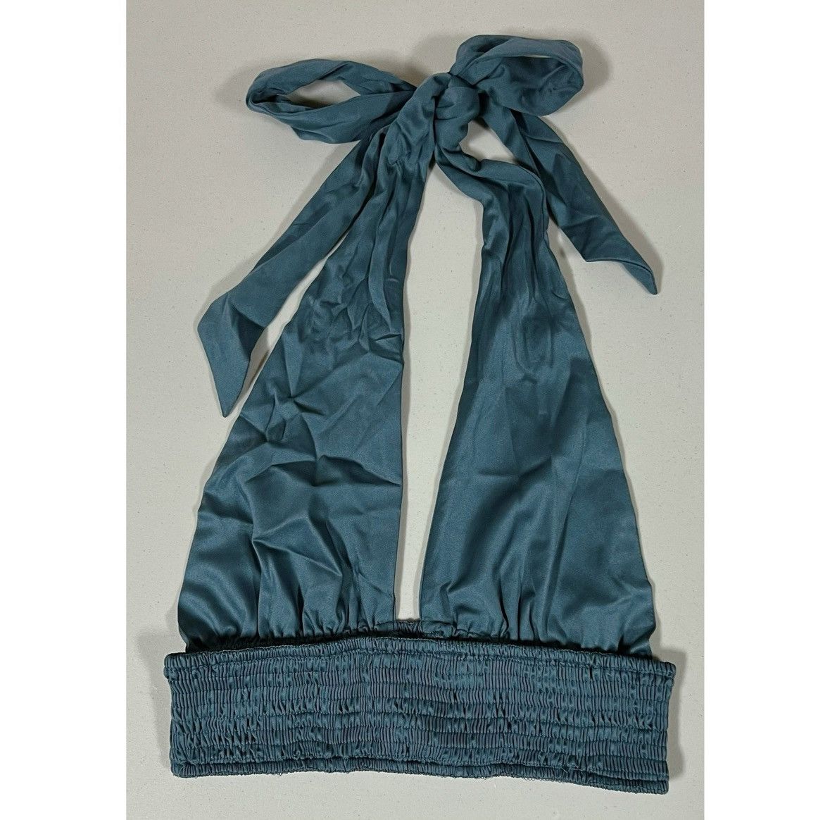 Free People Blue Periwinkle Satin Tie-Back Halter Crop Top Shirt Size S🦋 Size S / US 4 / IT 40 - 4 Thumbnail