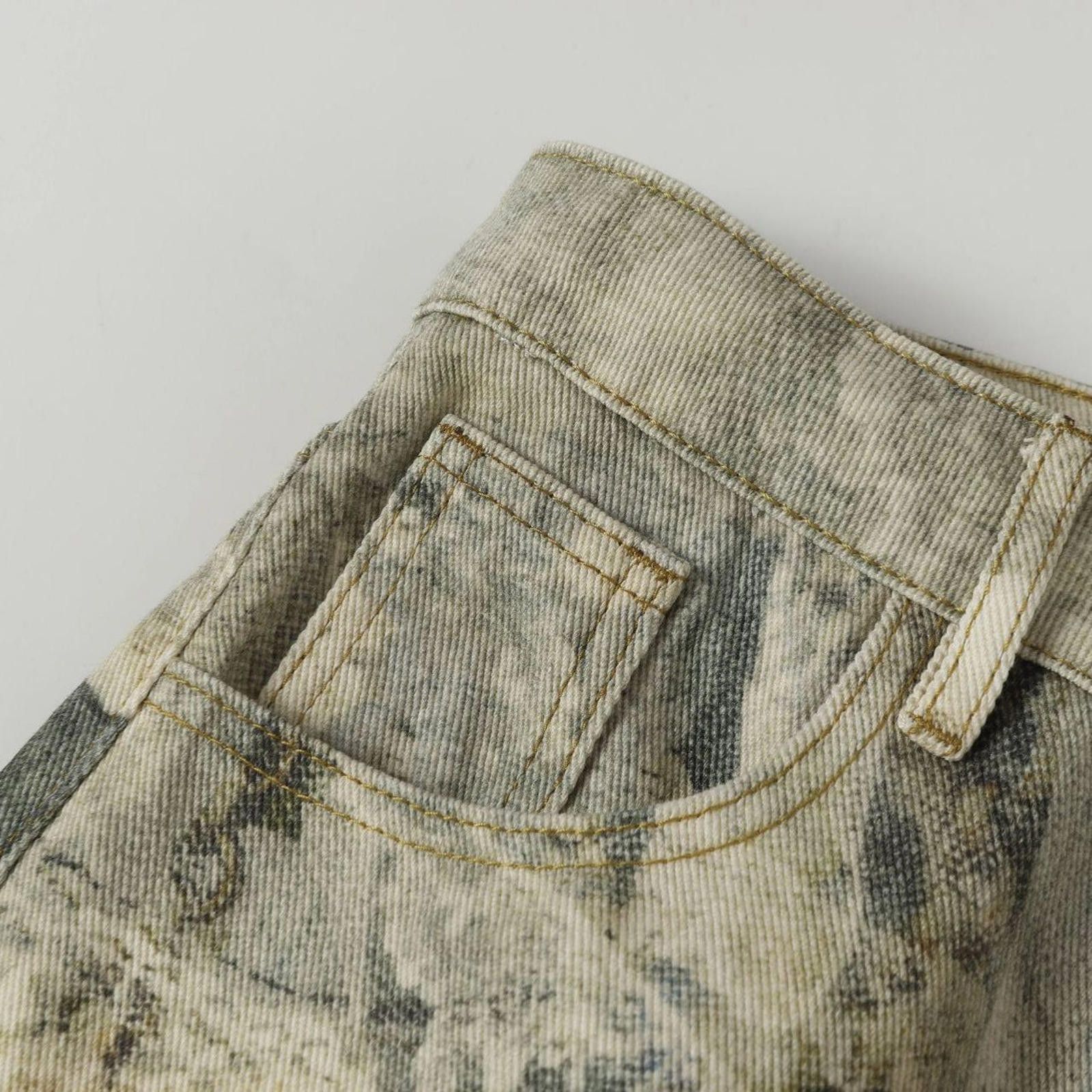 Japanese Brand Pearl Chain Print Distressed Wide-Leg Denim Size 26" / US 2 / IT 38 - 2 Thumbnail