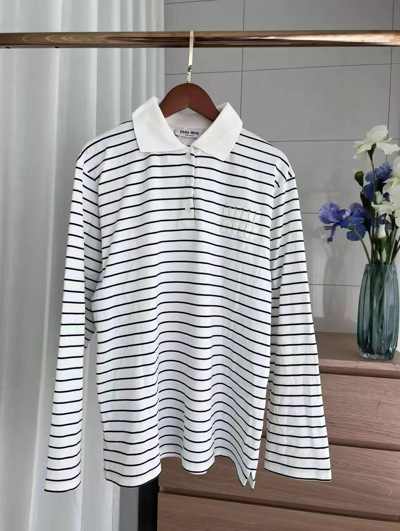 Miu Miu MIU MIU Striped Polo Long Sleeve M Size M / US 6-8 / IT 42-44 - 1 Thumbnail