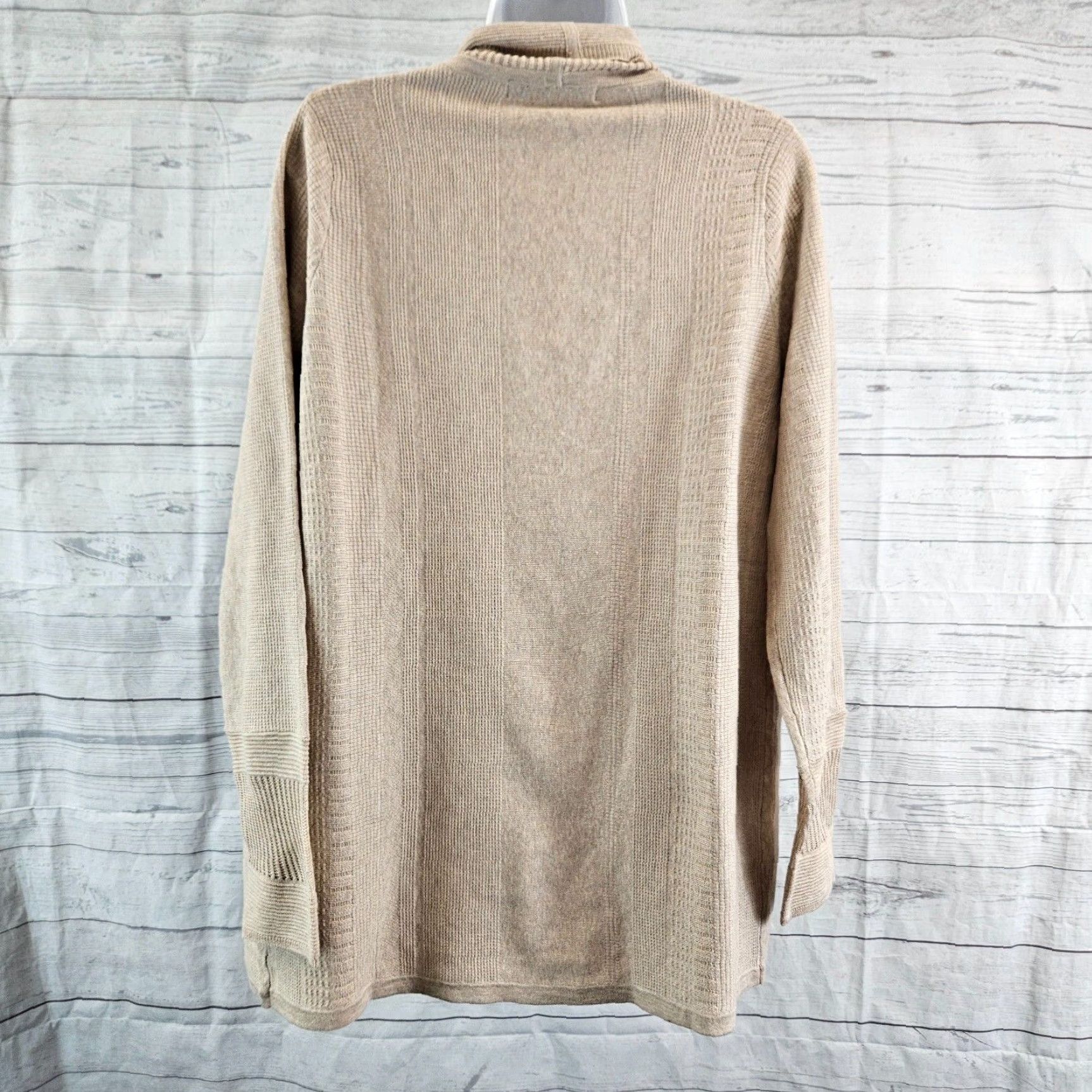 Vintage Foxcroft Cardigan Womens Size S Tan Open Front Long Sleeve Cotton Blend Shirt Womens, Open Front Cardigan, Foxcroft, Size S, Tan Brown Size S / US 4 / IT 40 - 4 Thumbnail