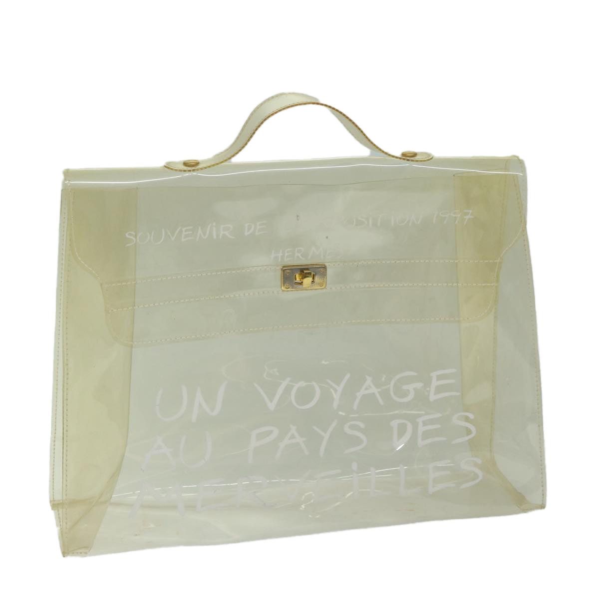 HERMES Vinyl Kelly Hand Bag Vinyl Clear