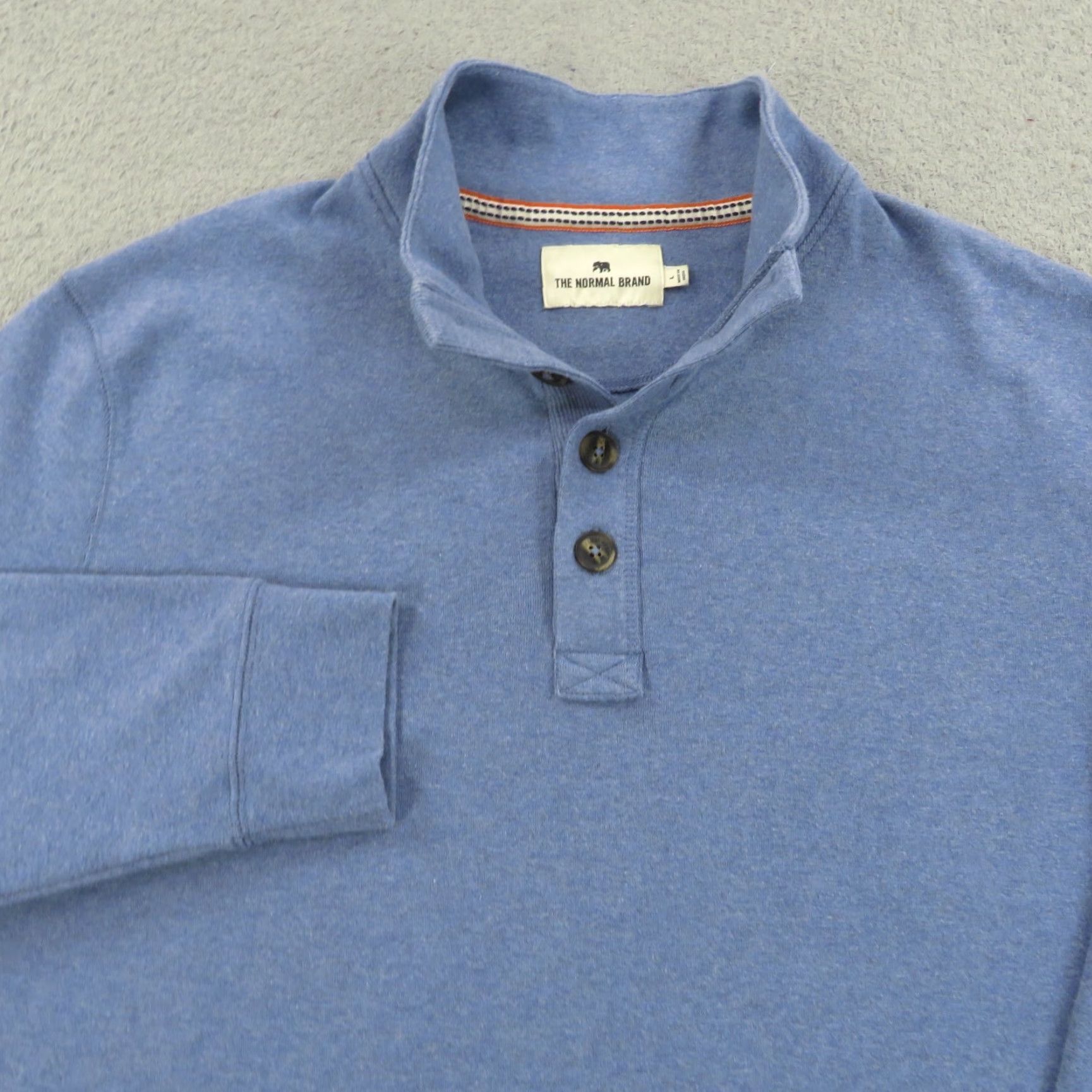 Vintage The Normal Brand Sweater Mens Large Heather Blue Thick Long Sleeve Henley Shirt Size US L / EU 52-54 / 3 - 3 Thumbnail
