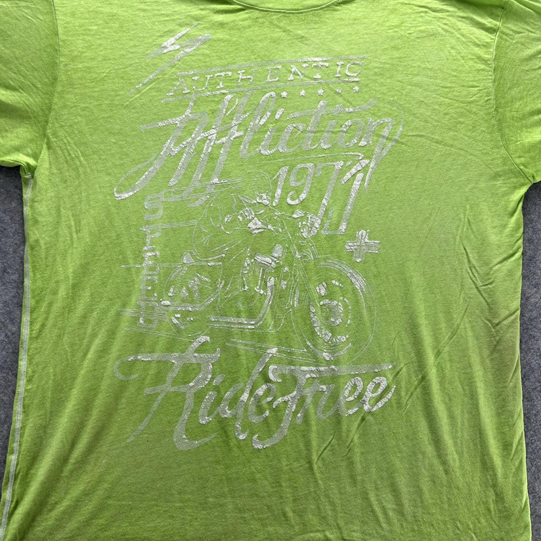 Affliction Affliction Shirt 3XL Mens Neon Green Motorcycle Graphic Ride Free Speed Shop Size US XXL / EU 58 / 5 - 2 Thumbnail