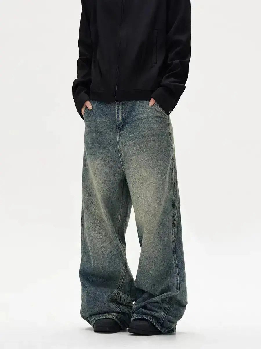 Japanese Brand Vintage street washed and distressed baggy micro flare jeans Size US 32 / EU 48 - 6 Thumbnail