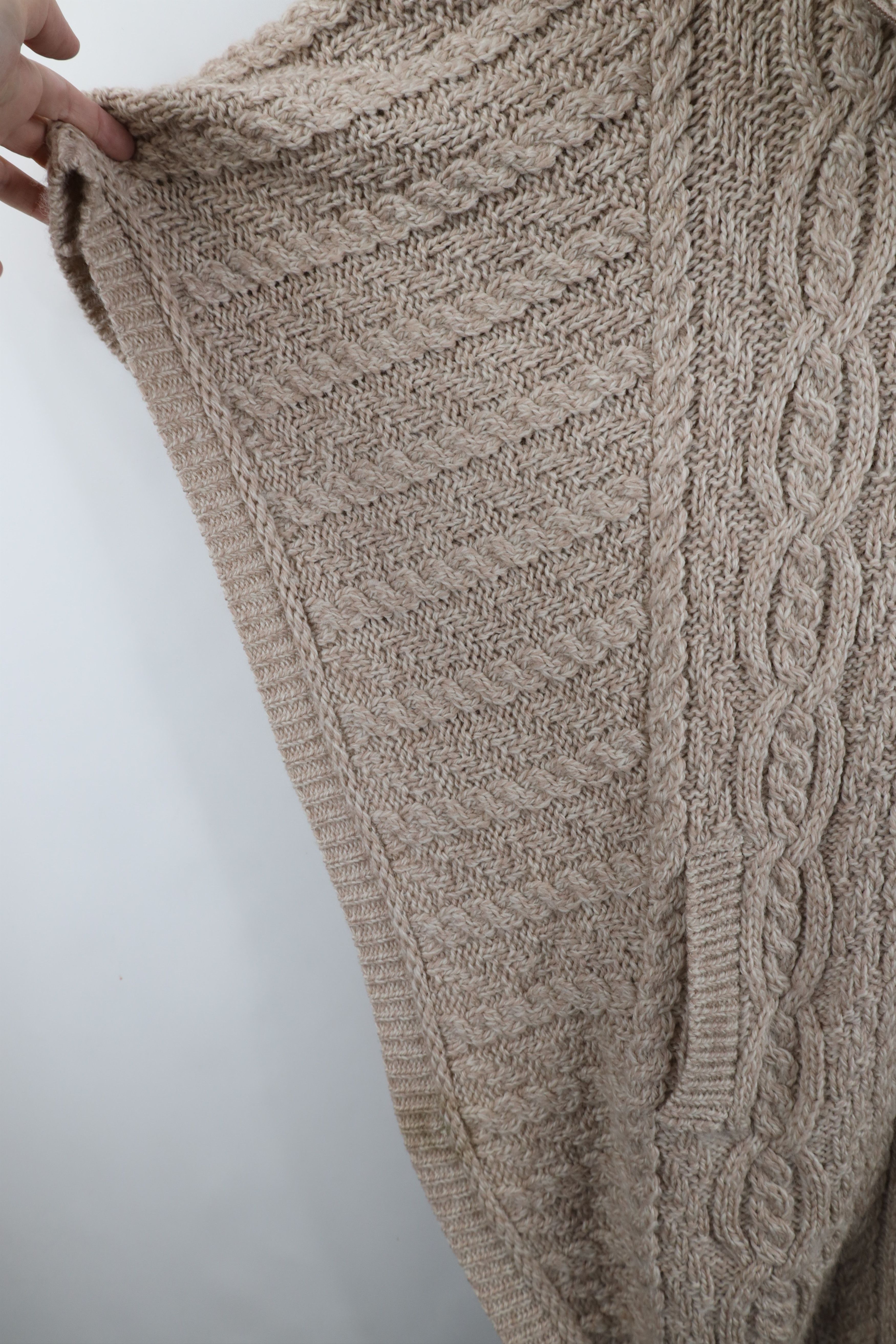Vintage Vintage 90s Donegal Wool Knit Fisherman Poncho Sweater Beige Size S / US 4 / IT 40 - 6 Thumbnail