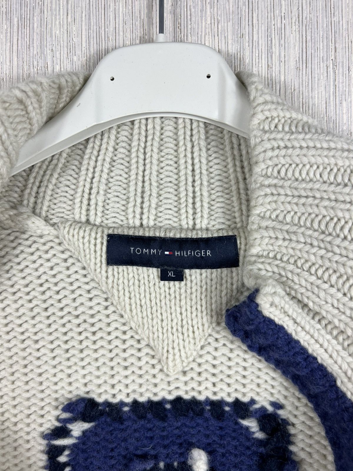 Tommy Hilfiger Vintage Tommy Hilfiger heavy knit zip wool hoodie cardigan Size US XL / EU 56 / 4 - 22 Thumbnail
