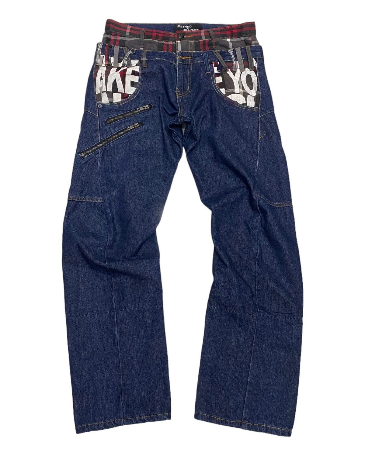 image of Avant Garde x Number N Ine Sickbreathmint Up Start X Method Double Waist Denim Jean in Blue (Size 3