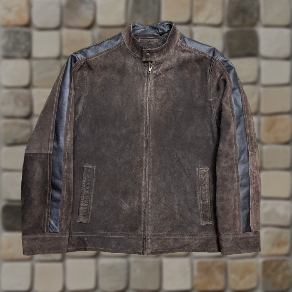 Roundtree & Yorke VINTAGE Roundtree & Yorke Cafe Racer Leather Jacket Brown XL Men Bomber Style Suede Distressed Retro Y2K Brown Size US XL / EU 56 / 4 - 1 Thumbnail