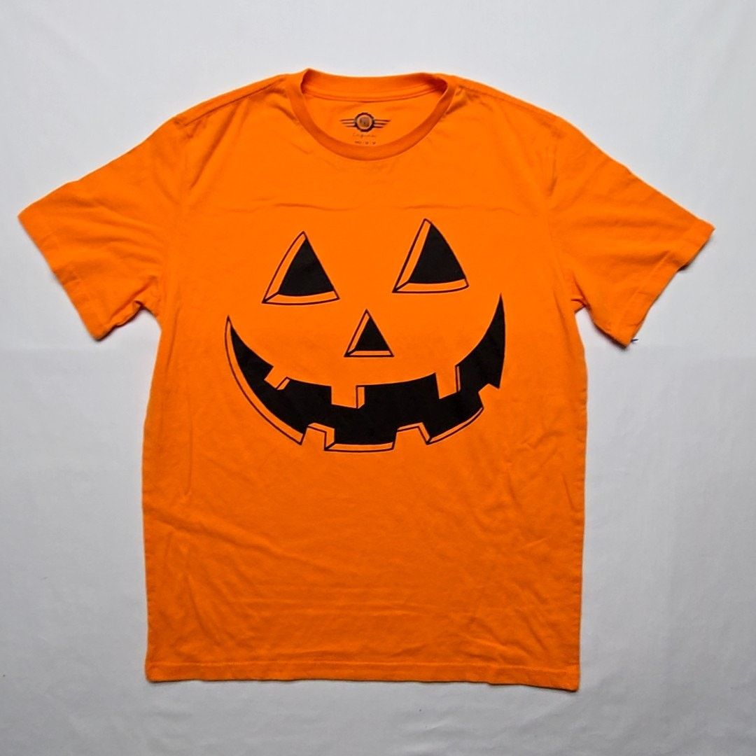 Mad Engine Halloween Pumpkin Face Jack O Lantern Graphic Tee Orange M Size US M / EU 48-50 / 2 - 1 Thumbnail
