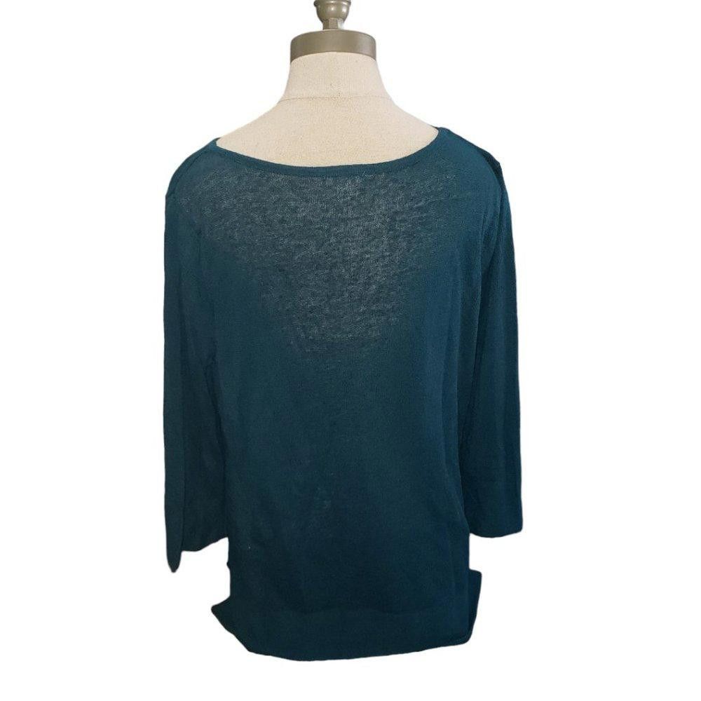 Designer CT794 J.Jill Ladies Dark Teal Crew Neck Sweater M Size M / US 6-8 / IT 42-44 - 5 Thumbnail