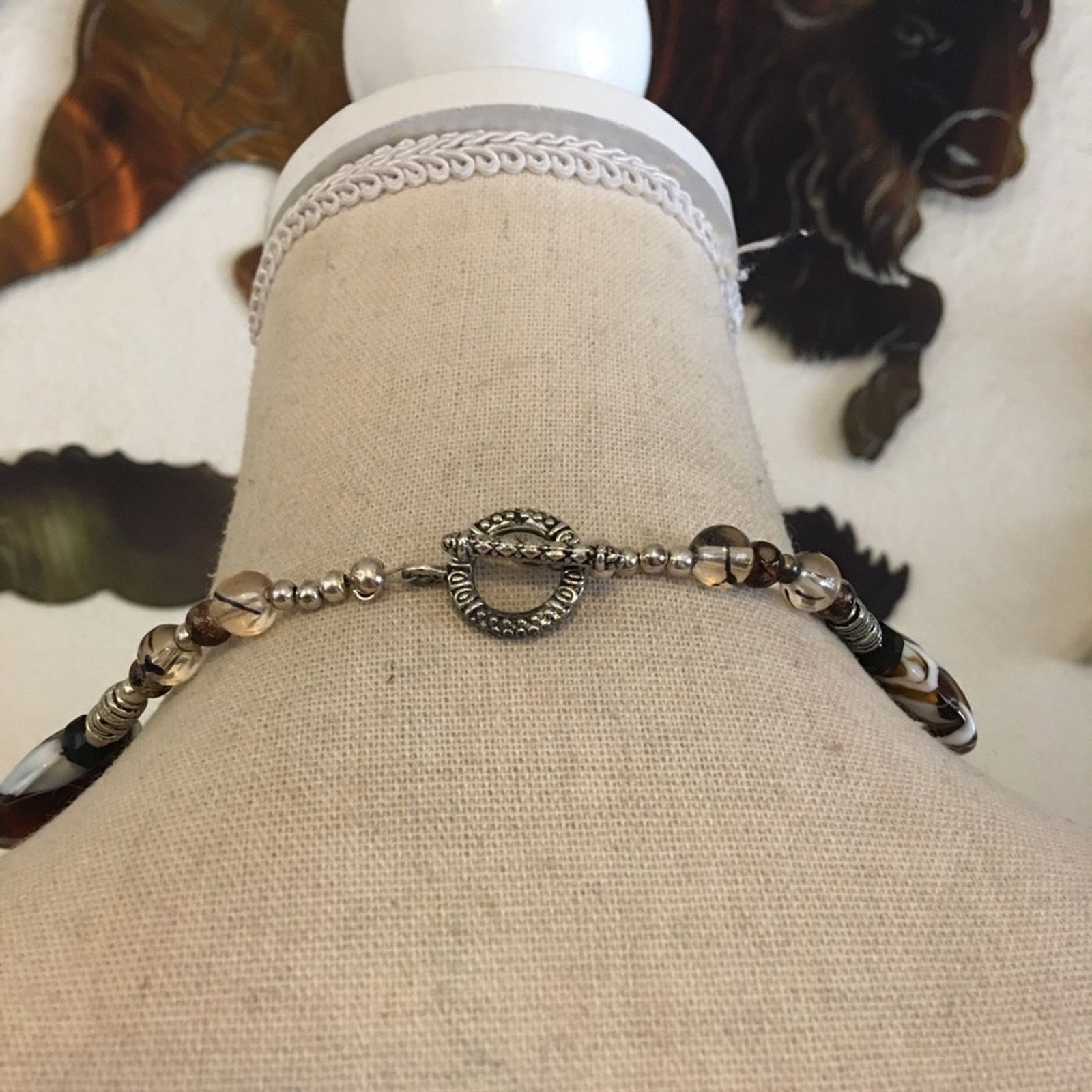 Jewelry Gorgeous handmade marbled glass bead long necklace Size ONE SIZE - 5 Thumbnail